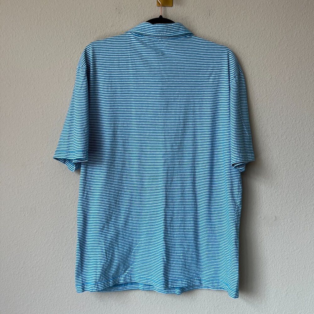 Johnnie-O Blue White Striped Polo Shirt Size L - Picture 2 of 6